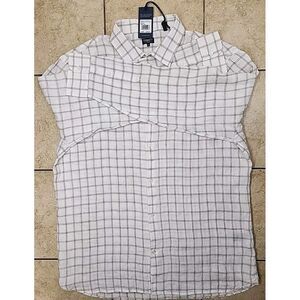 NWT $228 Faherty Reserve Men's XXL White Brown Check 100% Linen Long Sleeve